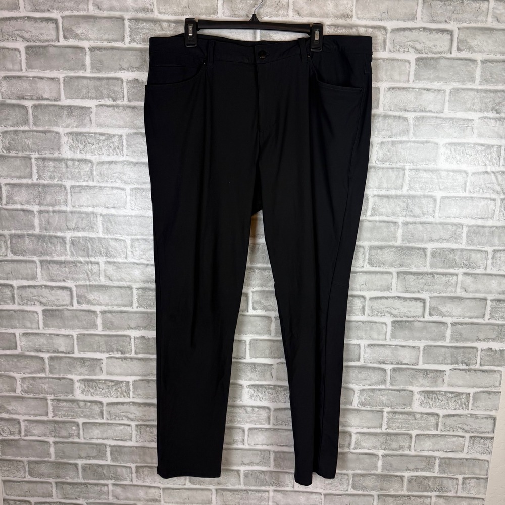 Lululemon ABC Pant Slim Warpstreme Black 5-Pocket Trousers Mens 38 x 32
